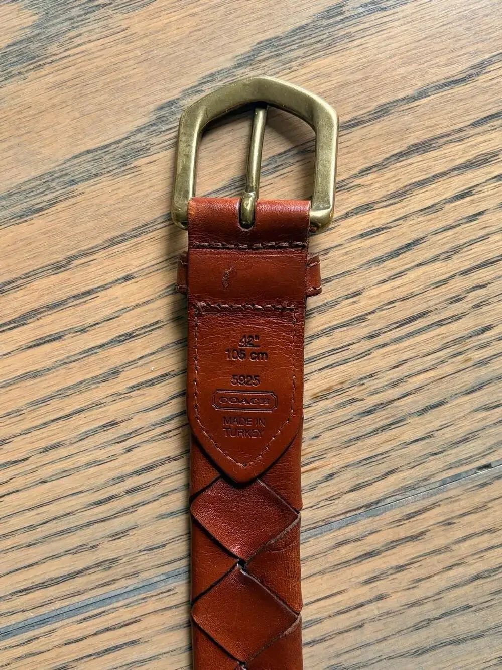 Coach 5925 Braided Leather Belt 42”
